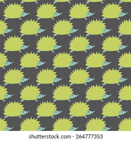 seamless pattern with cute hedgehogs 