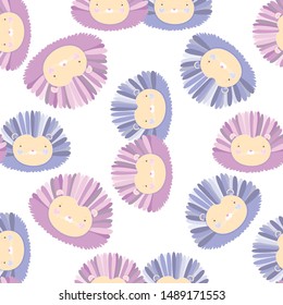 Seamless pattern with cute Hedgehogs and hearts on white background