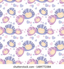 Seamless pattern with cute Hedgehogs on white background