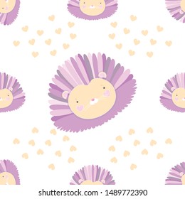 Seamless pattern with cute Hedgehogs on white background