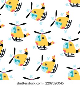 Seamless pattern with cute helicopters. Perfect for kids clothes design and wallpaper
