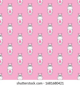 Seamless pattern cute hippo cartoon.vector and illustration