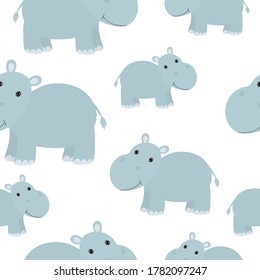 Seamless pattern cute hippo vector illustration