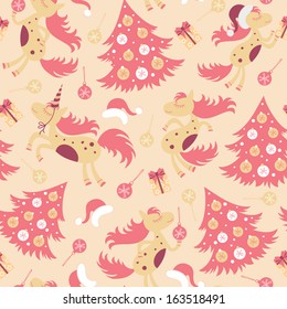 seamless pattern cute horse for Christmas