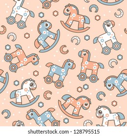 seamless pattern with cute horses