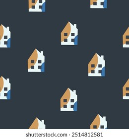 Seamless pattern with cute houses. Template for Notebook covers, cover design, business advertisement, pattern for wallpapers, textile etc. Childish naive art style for real estate