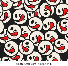 Seamless pattern of cute, hungry icons