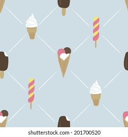 Seamless pattern with cute ice cream