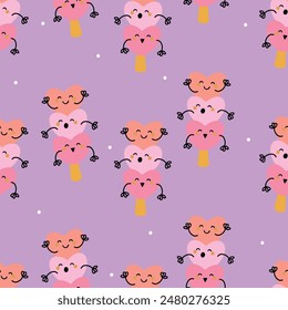 Seamless pattern with cute ice cream cartoons, for fabric prints, textiles, gift wrapping paper. children's colorful vector, flat style