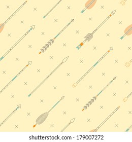 Seamless pattern with cute indian arrows in vector