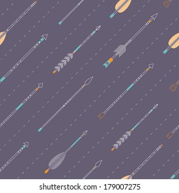  Seamless pattern with cute indian arrows in vector