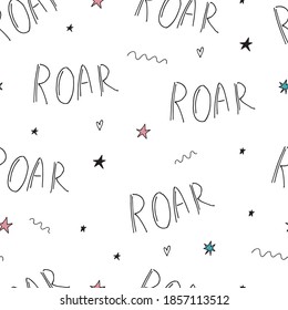 seamless pattern with cute inscription dino lettering, childrens illustration, design, print