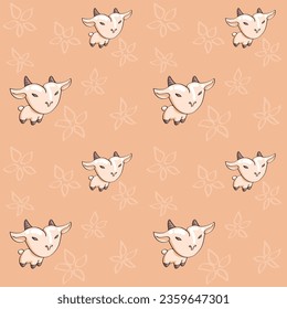 Patrón sin foco con vacas kawaii lindas. Ilustración vectorial.