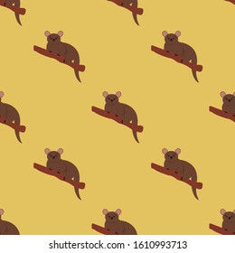 Seamless pattern with cute kinkajou. Vector illustration.