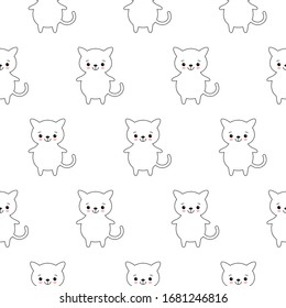 Seamless pattern with cute Kittens. Cartoon animals background. Ideal for fabric, wallpaper, wrapping paper, textile, bedding, t-shirt print.