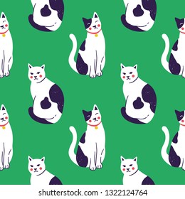 Seamless pattern with cute kittens. Creative childish texture. Vector Illustration.