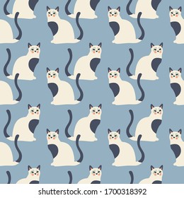 Seamless pattern with cute kittens. Creative childish texture. Vector Illustration.