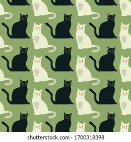Seamless pattern with cute kittens. Creative childish texture. Vector Illustration.