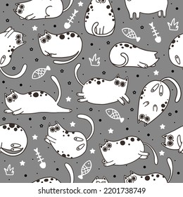 Seamless pattern with cute kittens. Creative childish texture. Great for fabric, textile vector illustration