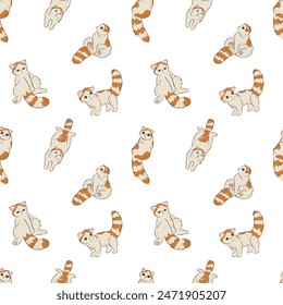 Seamless pattern with cute kittens. Creative childish texture. Cartoon vector print for fabric, textile, wallpaper. Exotic shorthair cat hand drawn vector illustration.