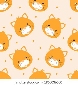 Seamless pattern with cute kittens. Great for baby fabrics. Vector illustration.