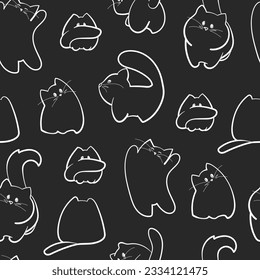 Seamless pattern with cute kittens. Vector illustration.