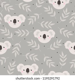 Seamless pattern with cute koala.