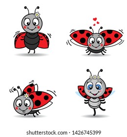 Seamless pattern with cute ladybird - vector stock illustration 