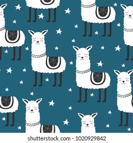 Seamless pattern. Cute. Lama. Scandinavian. Children's. Clothes, postcard. 