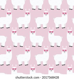 Seamless pattern with cute lama. Vector illustration