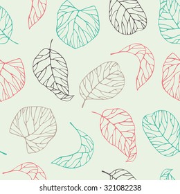Seamless pattern with cute leafs.