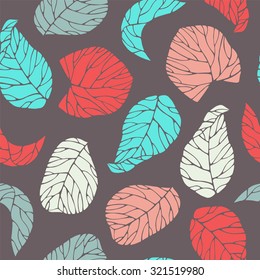 Seamless pattern with cute leafs.