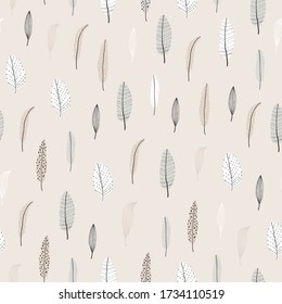 Patrón de hojas lindas sin foco. Fondo vintage. Textura creativa para tela, envoltura, textil, papel pintado, ropa. Ilustración vectorial.