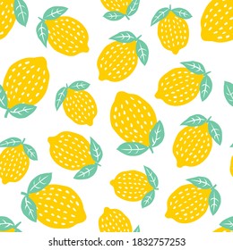 Seamless pattern with cute lemon