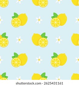Seamless pattern with cute lemon.