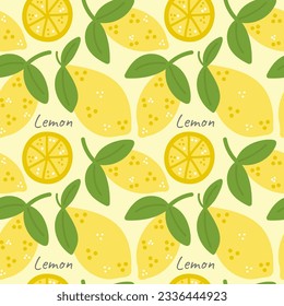 Patrón sin brillo con limones lindos y la inscripción en un fondo amarillo. Ilustración dibujada por mano