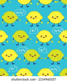 Seamless pattern with cute lemons and limes for kids textile, wallpapers and gift wrap. Summer background for fabric manufacturing, covers, surface, print, scrapbooking. Vector