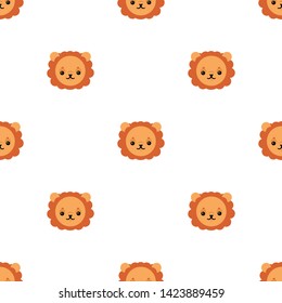 Seamless pattern with cute lion. Vector illustration for design, web, wrapping paper, fabric, wallpaper.