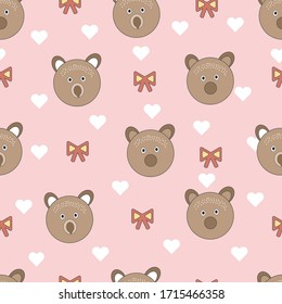 Seamless pattern with cute little bear. vector illustration.