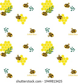 seamless pattern of cute little bee ,scalable to any size with changeable background color.Perfect for kid pattern,fabric print,gift wrap and wallpaper.