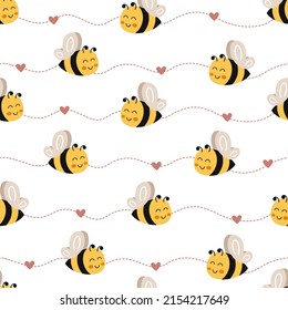 seamless pattern with cute little bee