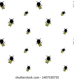 Seamless pattern with cute little bee.Vector flat background.