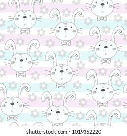 Seamless pattern with cute little bunny. vector illustration.