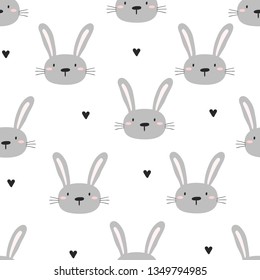 Seamless pattern with cute little bunny. vector illustration