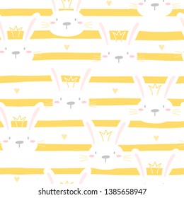 Seamless pattern with cute little bunny. vector illustration