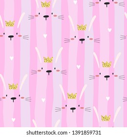 Seamless pattern with cute little bunny. vector illustration