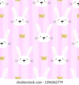 Seamless pattern with cute little bunny. vector illustration