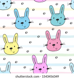 Seamless pattern with cute little bunny. vector illustration