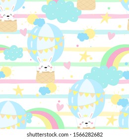 Seamless pattern with cute little bunny. vector illustration