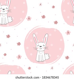 Seamless pattern with cute little bunny. vector illustration. Vector print with rabbit